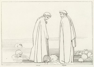 Het Bevroren Meer, Inferno, Canto 32 (gravure) door John (after) Flaxman