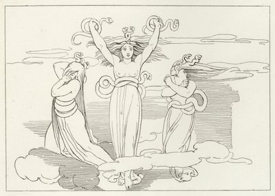 De Furiën, Inferno, Canto 9 (gravure) door John (after) Flaxman