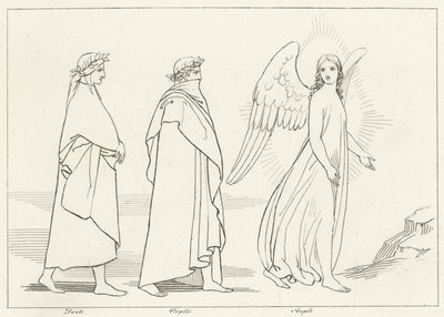 De leidende engel, Vagevuur, Canto 15 door John (after) Flaxman