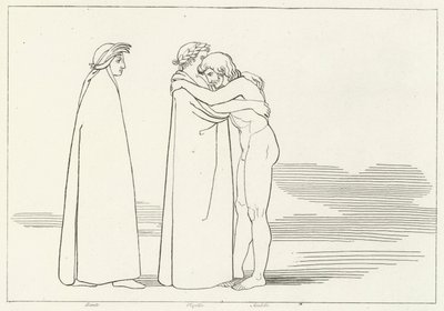 De Ontmoeting met Sordello, Vagevuur, Canto 6 (gravure) door John (after) Flaxman