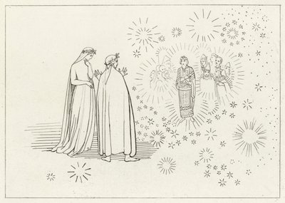 De Planeet Mercurius, Paradijs, Canto 5 (gravure) door John (after) Flaxman