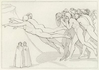 Het Gebied van Egoïsme, Vagevuur, Canto 18 (gravure) door John (after) Flaxman