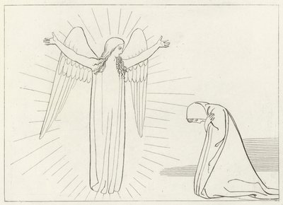 De Begroeting, Vagevuur, Canto 10 (gravure) door John (after) Flaxman
