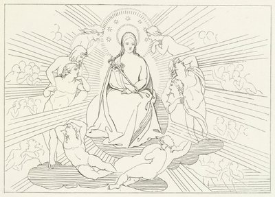 De Maagd Maria, Paradijs, Canto 31 (gravure) door John (after) Flaxman