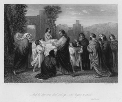 Christus wekt de Zoon van de Weduwe tot leven, Lucas VII door John (after) Gilbert