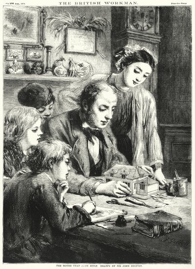 Het huis dat John bouwde (gravure) door John (after) Gilbert