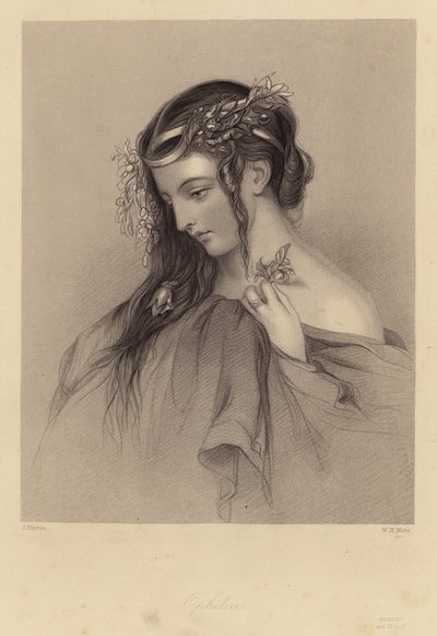 Shakespeare: Hamlet, Ophelia, Act IV, Scene V (gravure) door John (after) Hayter
