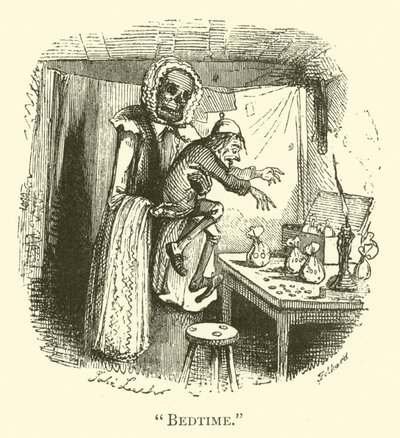 Bedtijd (gravure) door John (after) Leech