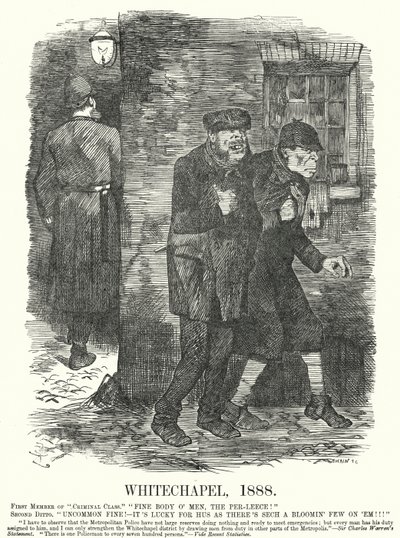 Punch cartoon: Whitechapel door John (after) Tenniel