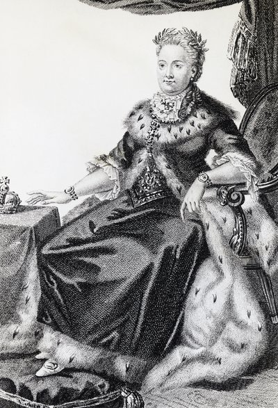 Catharina II, geboren Sophie Friederike Auguste (1729-1796), keizerin van Rusland, gravure door Walter Charles Mills