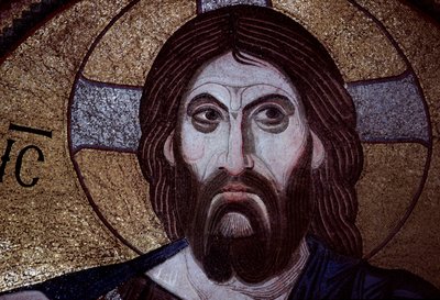 Christus Pantocrator, mozaïek in het klooster van Daphni of Dafni (UNESCO Werelderfgoedlijst) door Walter Charles Mills