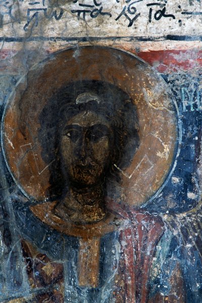 Christus, fresco in de kerk van Agia Paraskevi, Voutas, Kreta, Griekenland door Walter Charles Mills