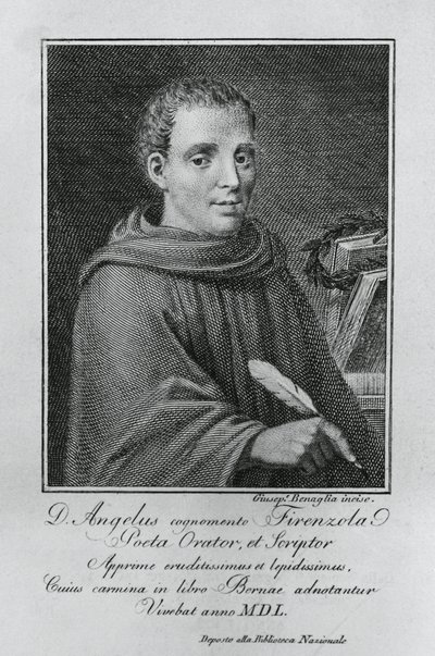 Portret van Agnolo Firenzuola (1493-1543), Italiaanse schrijver en humanist, gravure door Giuseppe Benaglia (ca 1796-ca 1830) door Walter Charles Mills