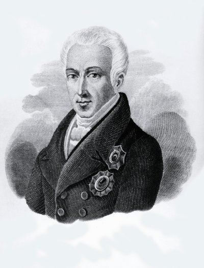 Portret van Graaf Ioannis Antonios Kapodistrias (1776-1831), President van de Griekse Republiek van 1828 tot 1831, gravure door Walter Charles Mills