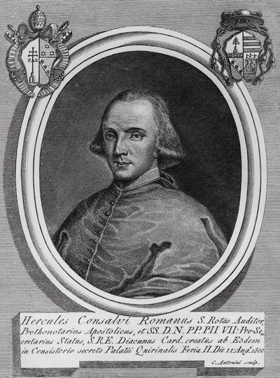 Portret van Ercole Consalvi (1757-1824), Italiaanse kardinaal en politicus, gravure door Carlo Antonini door Walter Charles Mills