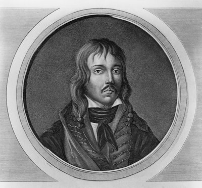 Portret van Francois Severin Marceau-Desgraviers (1769-1796), Franse generaal van de Revolutionaire Oorlogen, gravure door Walter Charles Mills