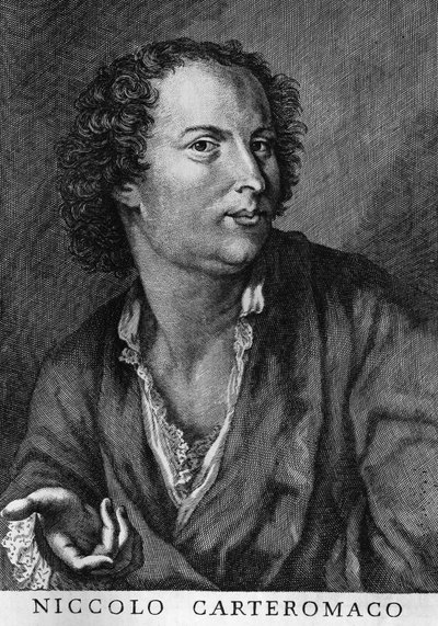 Portret van Niccolo Forteguerri, ook bekend als Niccolo Carteromaco (1674-1735), Italiaanse dichter, gravure door Walter Charles Mills