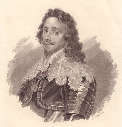 Portret van Thomas Francis van Savoye, Prins van Carignano (1596-1656), kopergravure door G Fusinati naar schilderij van Van Dick door Walter Charles Mills