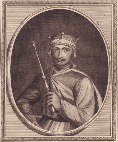 Portret van Willem II van Engeland (1056-1100), ook bekend als Rufus, kopergravure door John Goldar door Walter Charles Mills