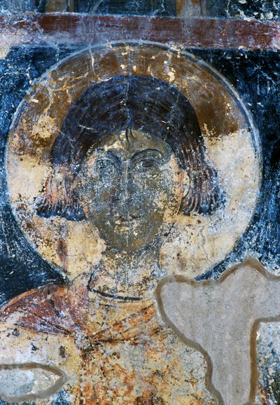 Heilige, fresco door Ioannis Pagomenos in de St Nicolaaskapel, Maza, Kreta, Griekenland door Walter Charles Mills