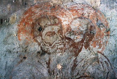 Heiligen Petrus en Paulus, fresco in de kerk van Agios Antonios, Avdou, Kreta, Griekenland door Walter Charles Mills