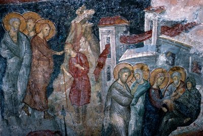 Scènes uit het leven van Jezus, fresco in de Agia Sophia kerk door Walter Charles Mills