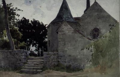 Zicht op een kerk door John Absolon