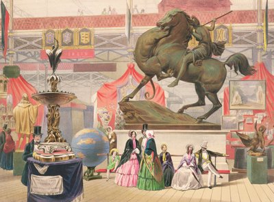 Uitzicht op het Oostelijke Schip van het Crystal Palace met Beeldhouwwerk (de Amazone) door John Absolon