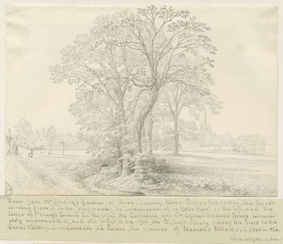 Lichfield - Uitzicht over Stowe Pool: pentekening, nd [1826] door John Allport