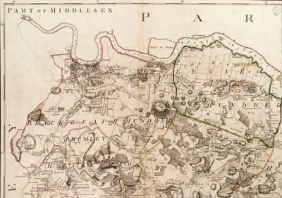 Kaart van Greenwich naar Erith, Londen door John Andrews