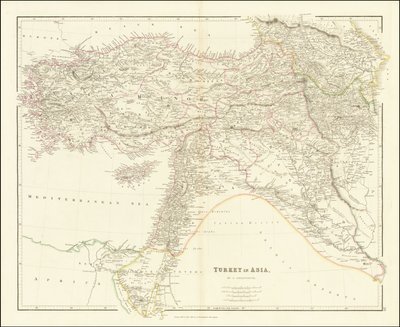 Kaart van Turkije in Azië uit 1840 door John Arrowsmith