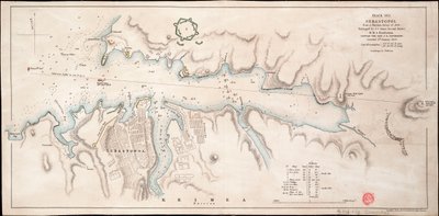 Zwarte Zee Sebastopol van een Russische enquête uit 1836 door John Arrowsmith