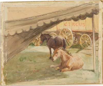 Twee Paarden Rustend, 1884 door John Atkinson