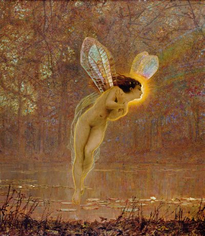 Iris, (detail) van de fee door John Atkinson Grimshaw
