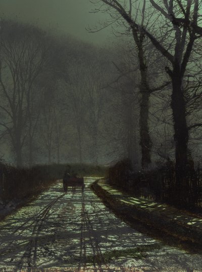 Steeg Scène bij Nacht door John Atkinson Grimshaw