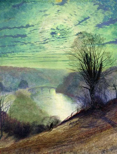 Aan de Tees, nabij Barnard Castle, ca. 1868 door John Atkinson Grimshaw