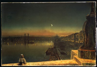 Rouen bij Nacht vanaf de Pont de Pierre, 1878 door John Atkinson Grimshaw