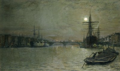 Het Zwembad en de London Bridge bij Nacht, 1884 door John Atkinson Grimshaw