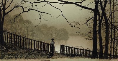 Waterloo Lake, Roundhay Park, Leeds, 1876-7 door John Atkinson Grimshaw