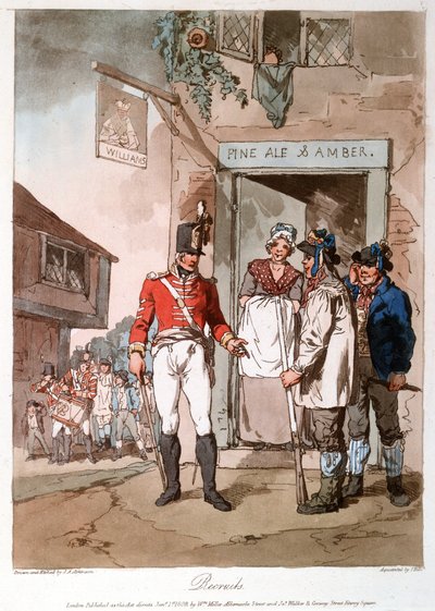 Rekruten door John Augustus (after) Atkinson