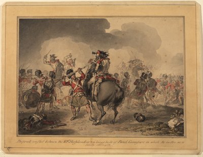 42e Hooglanders bij Waterloo, 1815 door John Augustus Atkinson