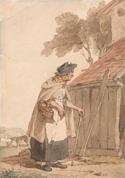 Een Oude Vrouw met een Mand door John Augustus Atkinson