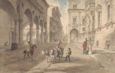 Bologna, Uitzicht in de Strada Maggiore door John Augustus Atkinson