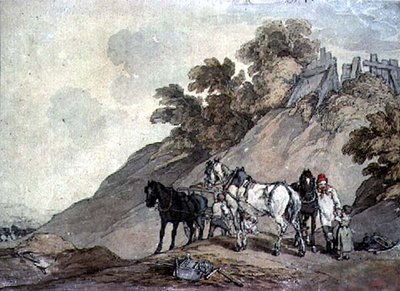 Kar en Team bij een Grindgroeve door John Augustus Atkinson