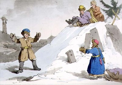Kinderen die een ijzige heuvel afdalen, plaat 38 uit Volume II van 