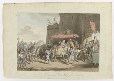 Kostuum uit het bewind van koning Hendrik 3, Anno 1250, 1 maart 1814 door John Augustus Atkinson