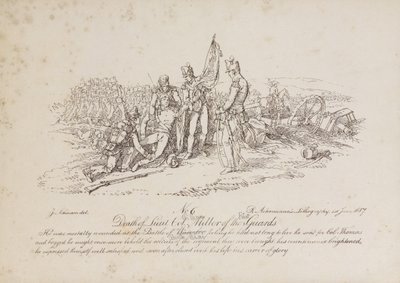 Dood van Luitenant-Kolonel William Miller van de 1e Garde bij de Slag van Quatre Bas door John Augustus Atkinson