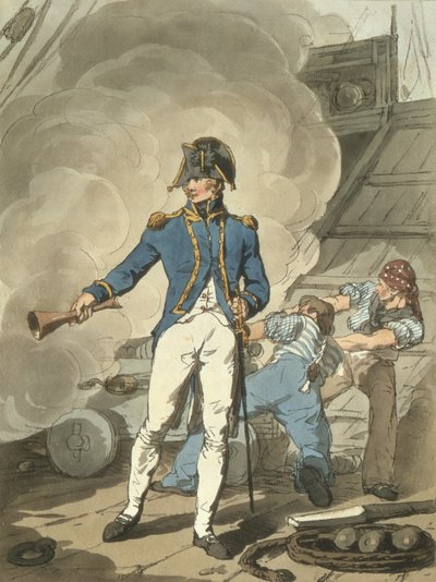 Postkapitein uit Costume of Great Britain, gegraveerd door de kunstenaar, uitgegeven door William Millar en James Walker, 1807 door John Augustus Atkinson