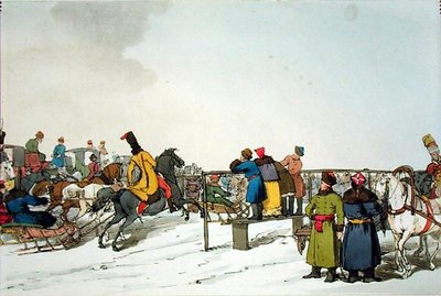 Renbaan, geëtst door de kunstenaar, gepubliceerd 1804 door John Augustus Atkinson