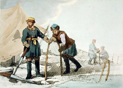 Wintervissen, geëtst door de kunstenaar, gepubliceerd in 1804 door John Augustus Atkinson